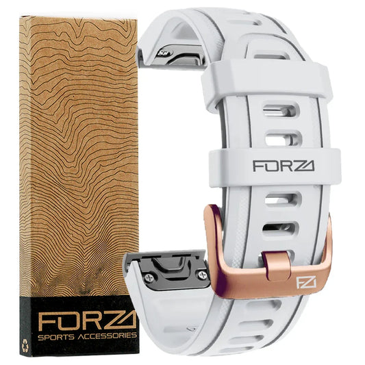 FORZA Elite 20mm Quick Release Strap with Rose Gold Buckle - White (Gold Buckle)